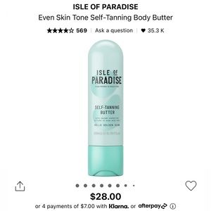 2/$30. Isle of Paradise - self tanning butter